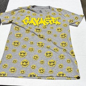 Launder Gray T-Shirt with Yellow Skull Print Size Medium